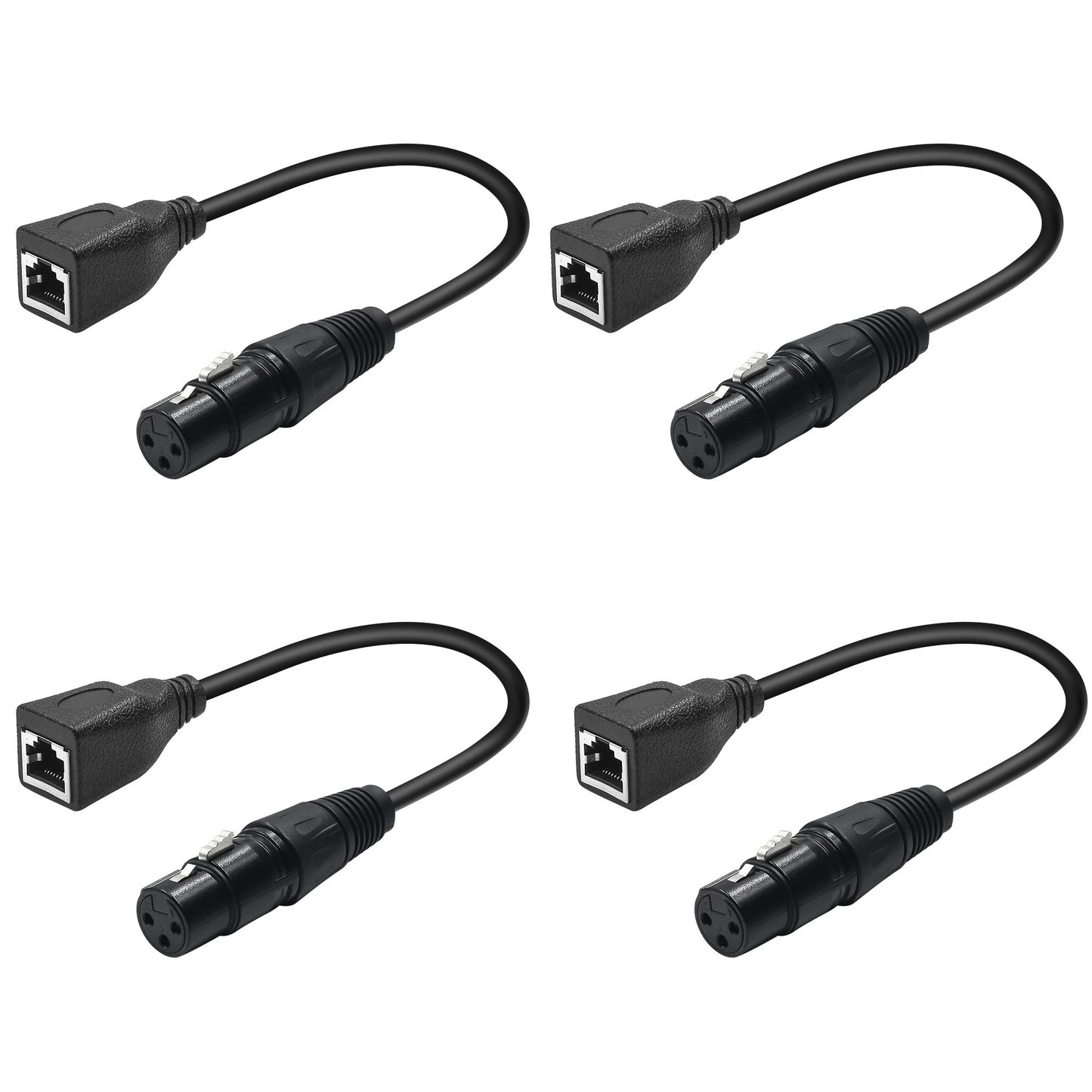 4 Pcs Bescoos XLR DMX to RJ45 0.3m Cable RJ45 Ethernet to 3 Pin XLR DMX Female & Male Connector