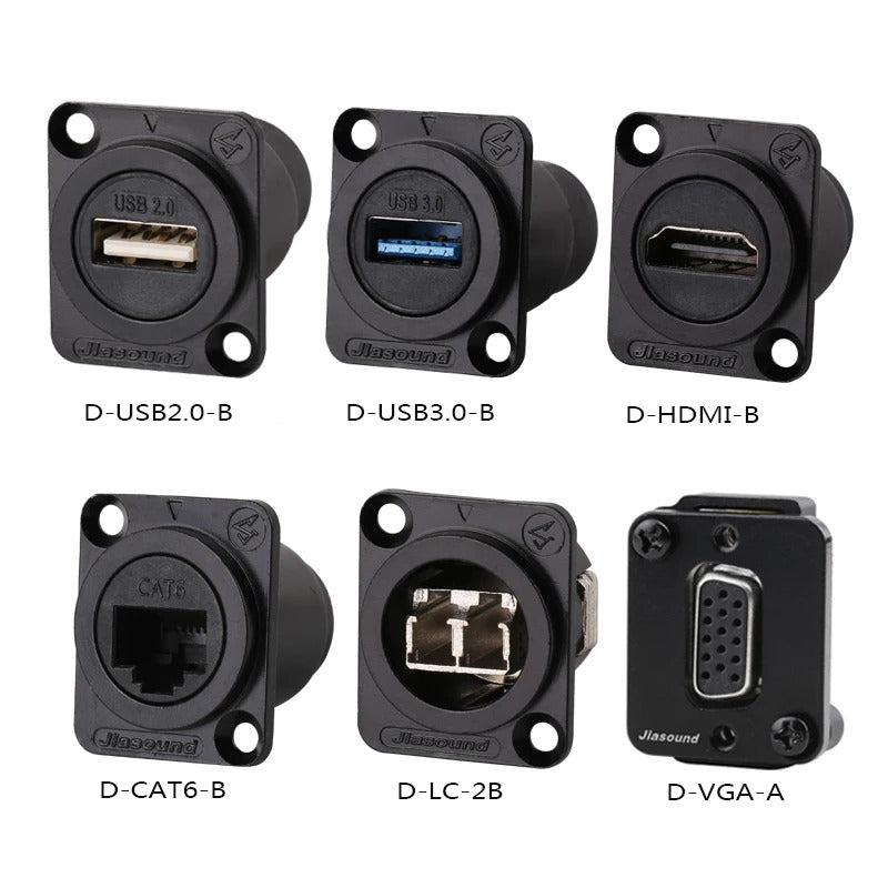 1 PCS D Series Cassic Panel-Mount Connector USB XLR BNC-D-HDMI VGA and More D Series Connector