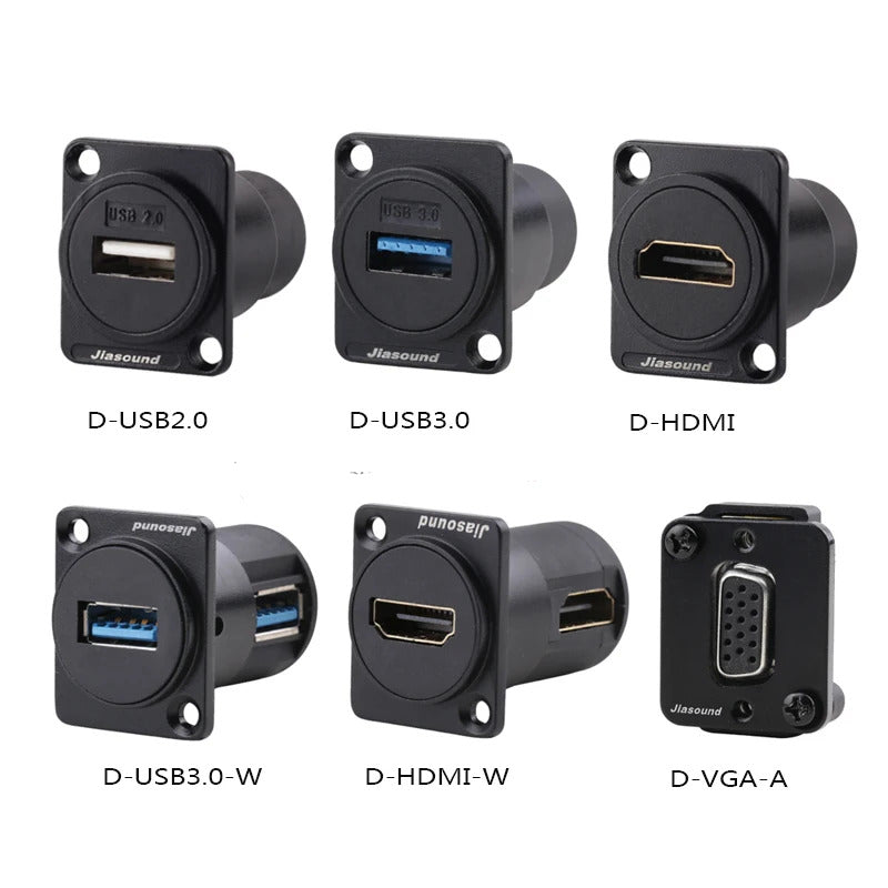 1 PCS D Series Cassic Panel-Mount Connector USB XLR BNC-D-HDMI VGA and More D Series Connector