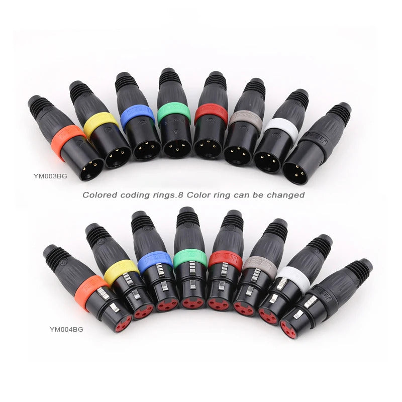 8 sets of XLR male and female XLR cable connector, card faucet, audio and video, XLR plug, 8 colors