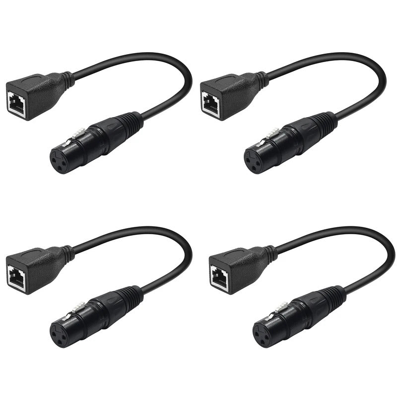 4 Pcs Bescoos XLR DMX to RJ45 0.3m Cable  RJ45 Ethernet to 3 Pin XLR DMX Female & Male Connector