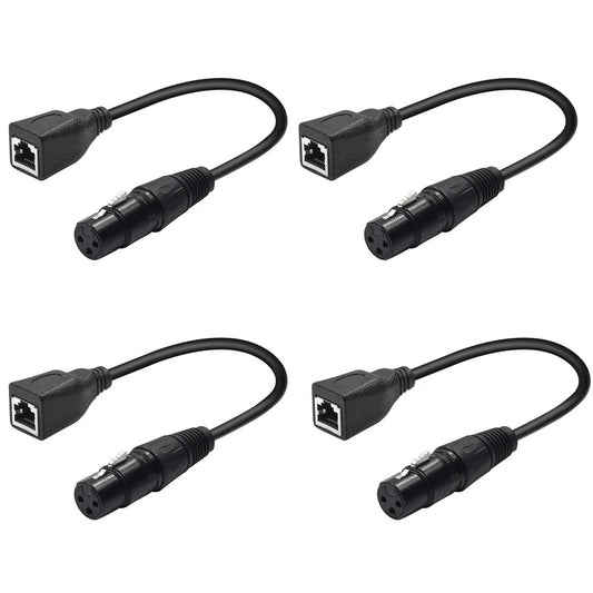 4 Pcs Bescoos XLR DMX to RJ45 0.3m Cable  RJ45 Ethernet to 3 Pin XLR DMX Female & Male Connector